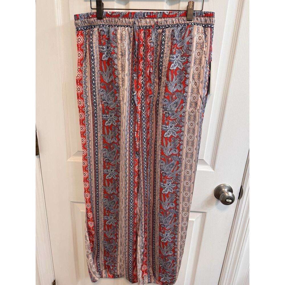 Single Thread M Pull On Pants Draw String Red Blue Pockets